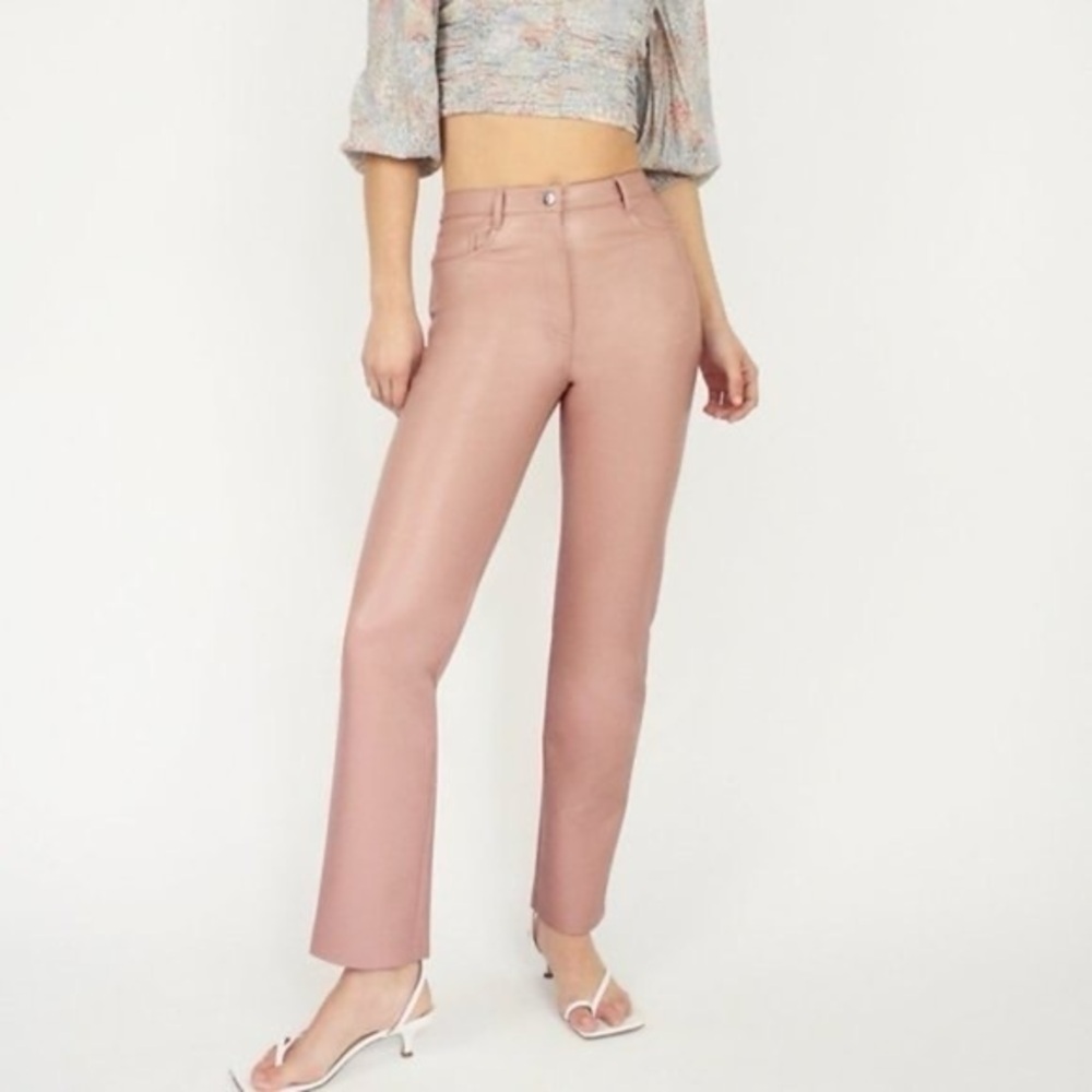Aritzia Wilfred Melina Pant Light Pink Vegan Leather size 2 Tall approx